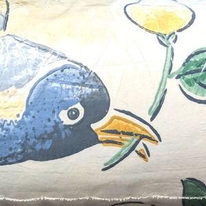 Vintage Floral Scrabble Bird Stick Wallpaper